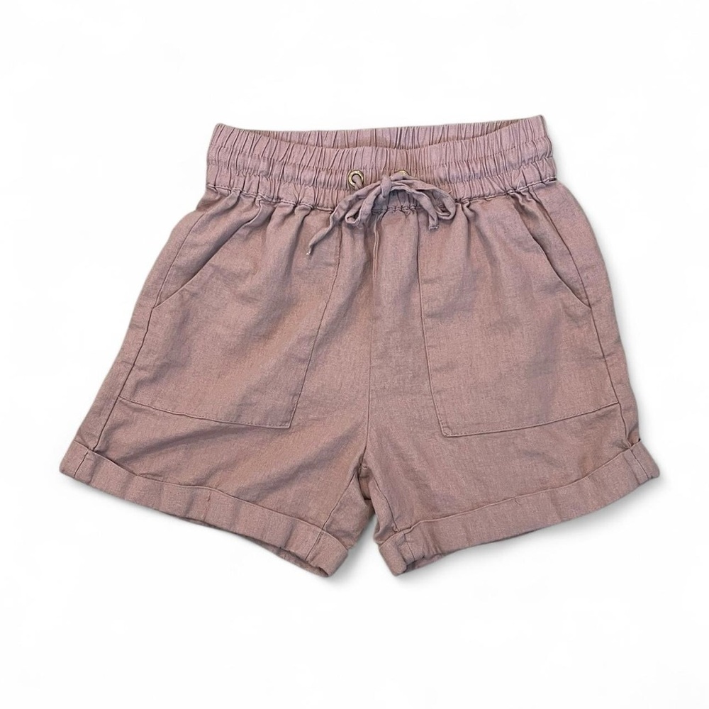 Women’s Pink Linen Drawstring Shorts